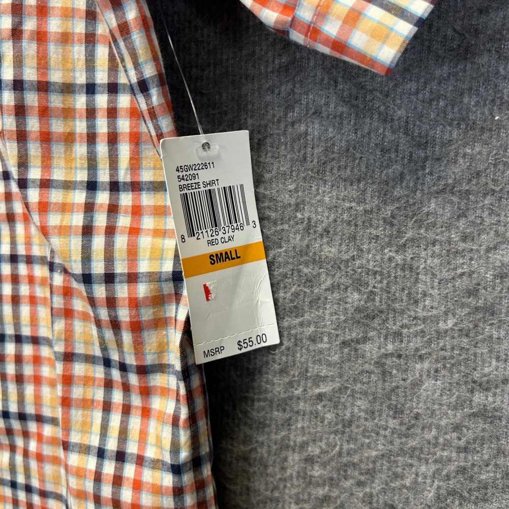 Izod Breeze‎ Collection Mens Small Red Clay Plaid Cool FX Short Sleeve Shirt NEW - Picture 6 of 9